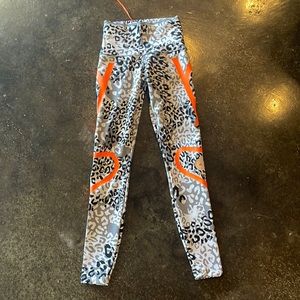 Adidas by Stella McCartney - leopard print orange detail leggings; xs